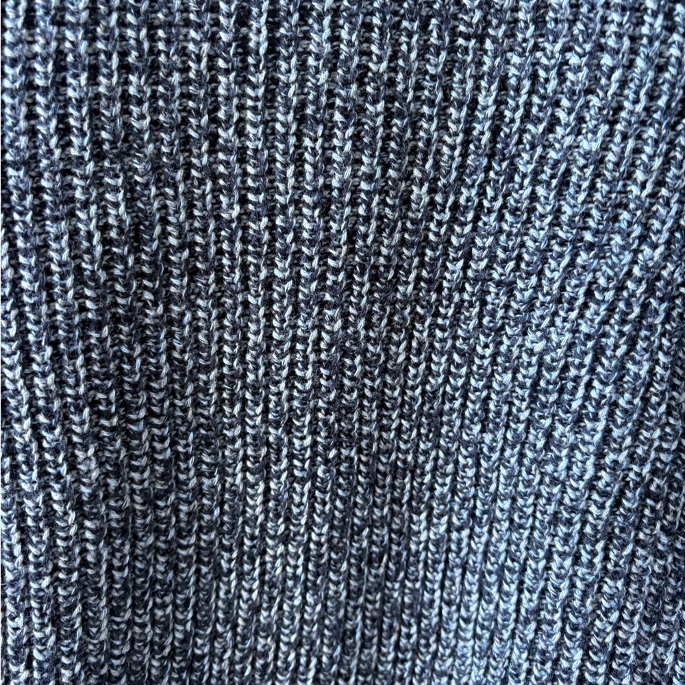 Talbots Open Cotton Cardigan Blue Gray Large Fisherman Cable Knit Cabincore Cozy - Picture 8 of 11